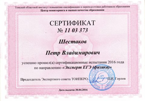 Документ преподавателя Шестаков Петр