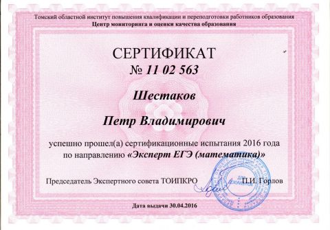 Документ преподавателя Шестаков Петр