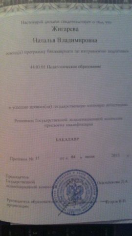 Документ преподавателя Жигарева Наталья Владимировна