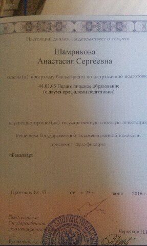 Документ преподавателя Шамрикова Анастасия Сергеевна