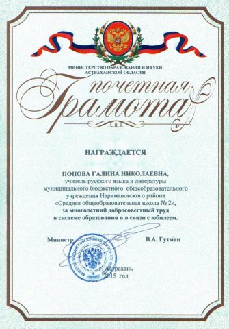 Документ преподавателя Попова Галина Николаевна