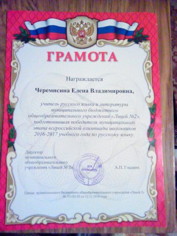 Документ преподавателя Черемисина Елена Владимировна
