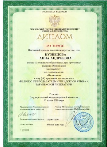 Документ преподавателя Кузнецова Анна Андреевна