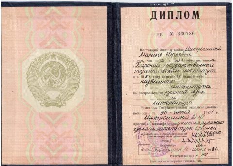 Документ преподавателя Митрошина Марина  Юрьевна
