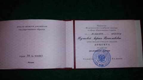 Документ преподавателя Жучкова Лариса Вячеславовна