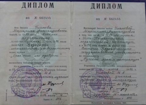 Документ преподавателя Уланова Маргарита Александровна