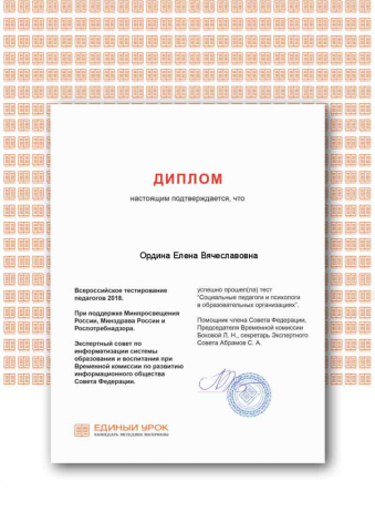 Документ преподавателя Ордина Елена Вячеславовна
