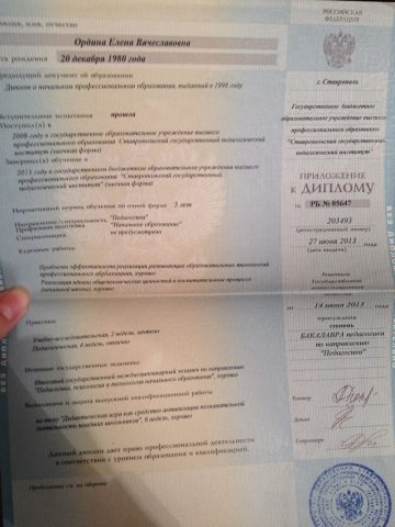 Документ преподавателя Ордина Елена Вячеславовна
