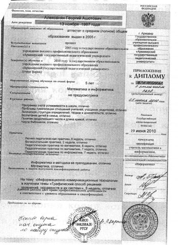 Документ преподавателя Алексанян Георгий Ашотович