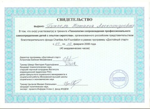 Документ преподавателя Гингель Наталья Александровна