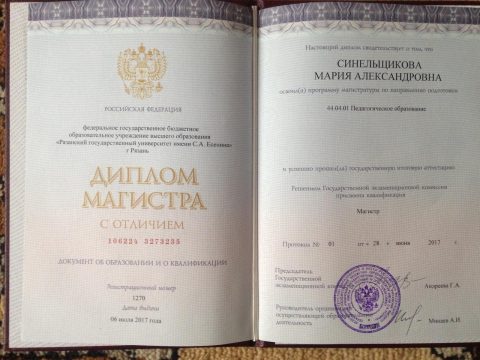 Документ преподавателя Синельщикова Мария