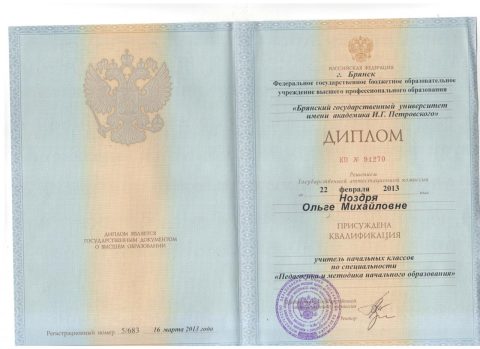 Документ преподавателя Ноздря Ольга Михайловна