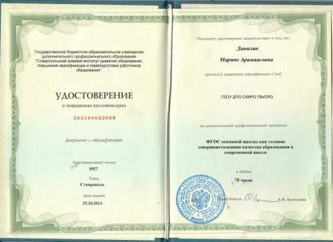 Документ преподавателя Данилян Марине