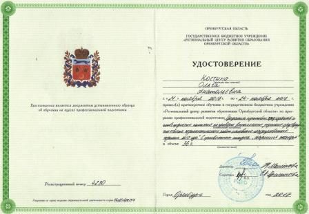 Документ преподавателя Костина Ольга Анатольевна