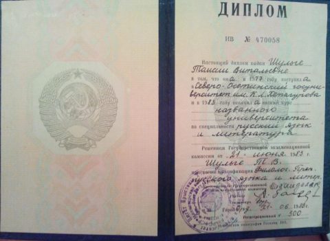 Документ преподавателя Вознесенская Таисия Витальевна