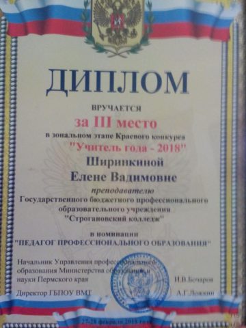 Документ преподавателя Ширинкина Елена Вадимовна