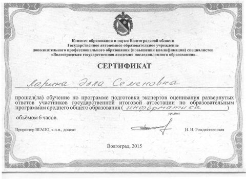 Документ преподавателя Ларина Элла Семеновна