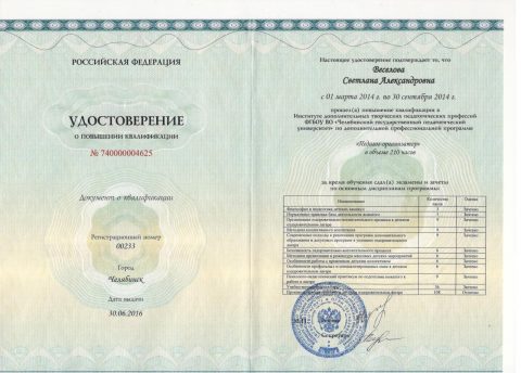 Документ преподавателя Веселова Светлана Александровна