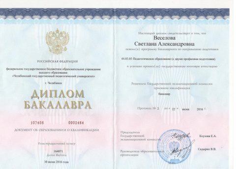 Документ преподавателя Веселова Светлана Александровна