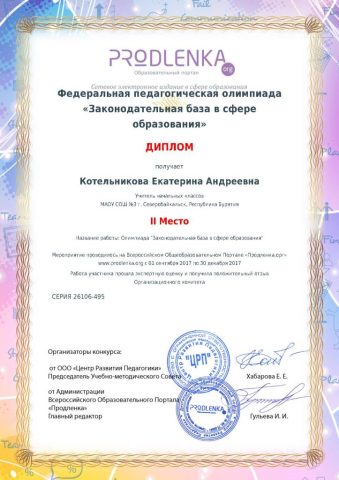 Документ преподавателя Котельникова Екатерина Андреевна