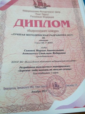 Документ преподавателя Сивова Марина Анатольевна