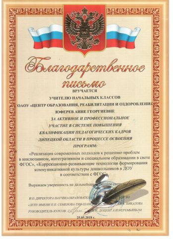 Документ преподавателя Юферев Анна Георгиевна