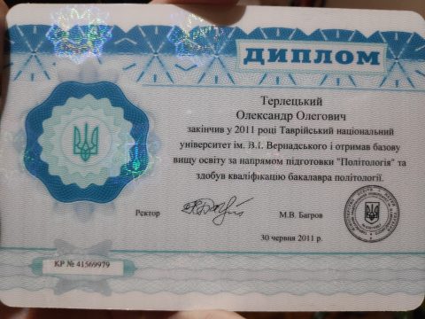 Документ преподавателя Терлецкий Александр Олегович