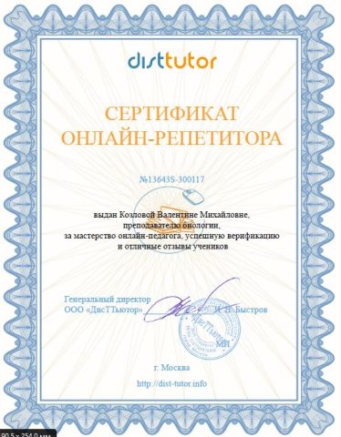 Документ преподавателя Козлова Валентина Михайловна