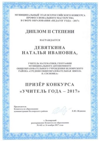 Документ преподавателя Девяткина Наталья Ивановна