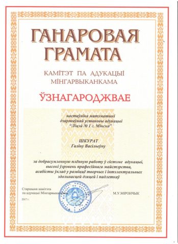 Документ преподавателя Шкурат Галина Васильевна