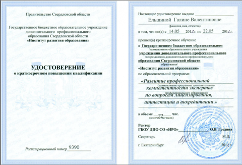 Документ преподавателя Ельшина Галина Валентиновна