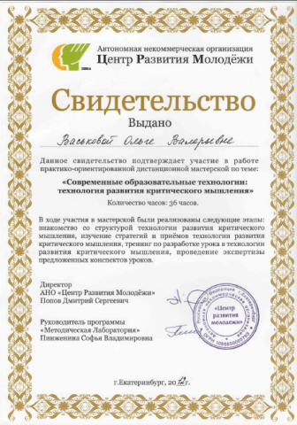 Документ преподавателя Васькова Ольга Валерьевна