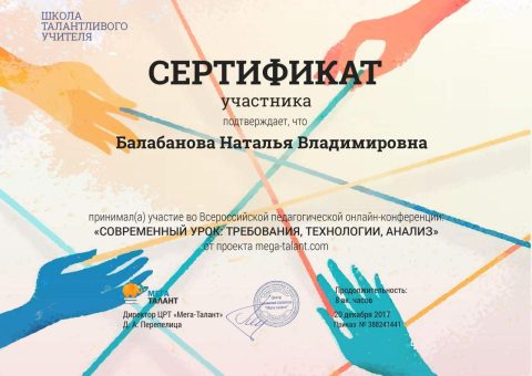 Документ преподавателя Балабанова Наталья Владимировна