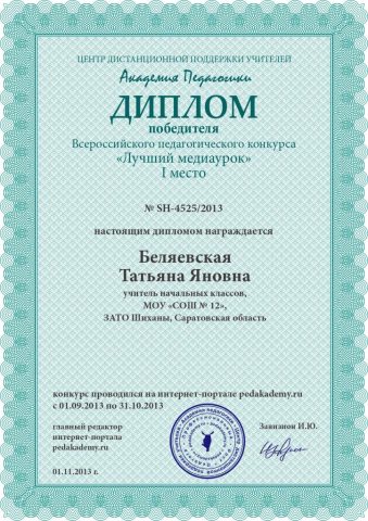 Документ преподавателя Беляевская Татьяна Яновна