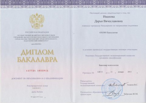 Документ преподавателя Иванова Дарья Вячеславовна
