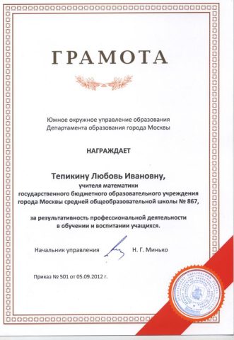 Документ преподавателя Тепикина Любовь Ивановна
