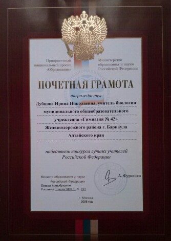 Документ преподавателя Дубцова Ирина Николаевна