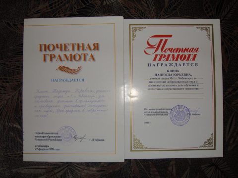 Документ преподавателя Клинк Надежда Юрьевна