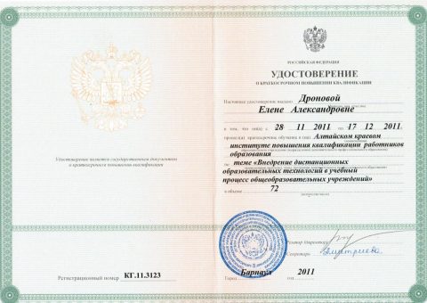 Документ преподавателя Дронова Елена Александровна