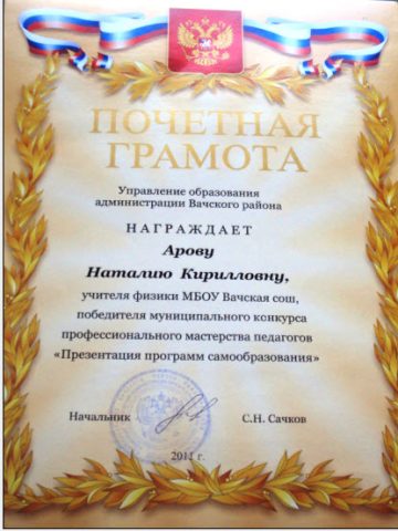 Документ преподавателя Арова Наталия Кирилловна