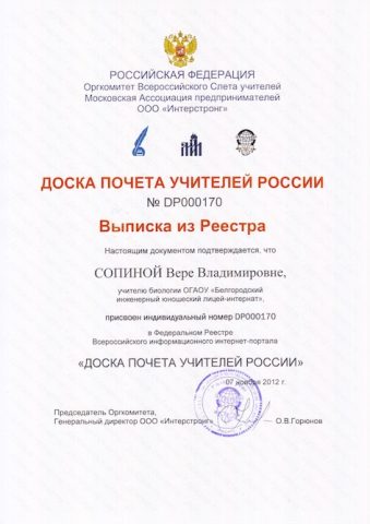 Документ преподавателя Сопина Вера Владимировна