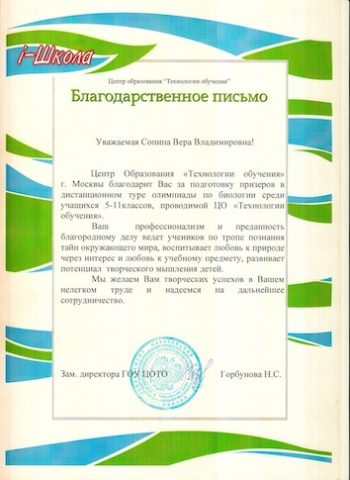 Документ преподавателя Сопина Вера Владимировна