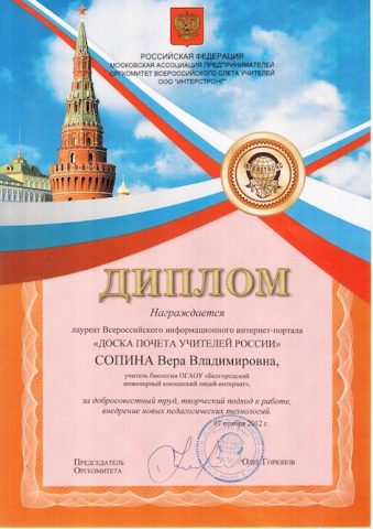 Документ преподавателя Сопина Вера Владимировна