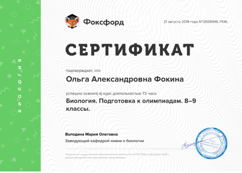 Документ преподавателя Фокина Ольга Александровна