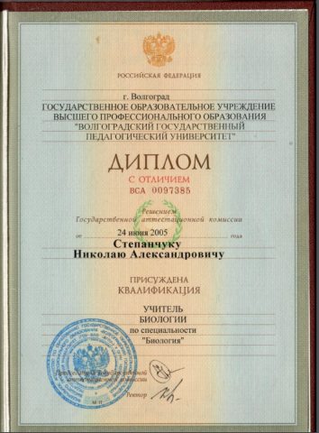 Документ преподавателя Степанчук Николай Александрович
