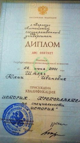 Документ преподавателя Шторг Юлия Ивановна