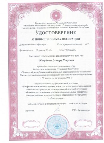 Документ преподавателя Михайлова Эльвира Петровна