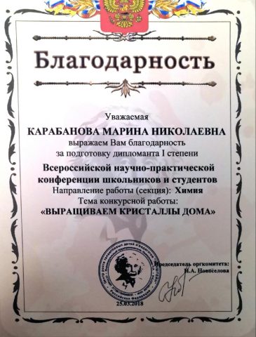 Документ преподавателя Карабанова Марина Николаевна