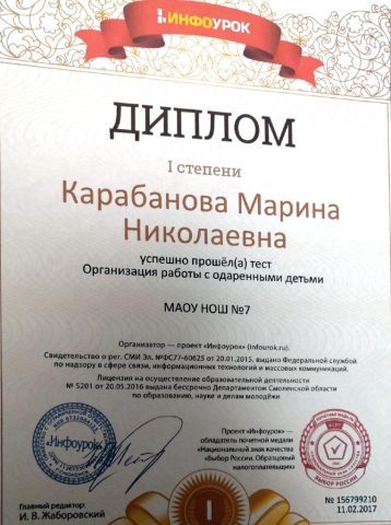 Документ преподавателя Карабанова Марина Николаевна