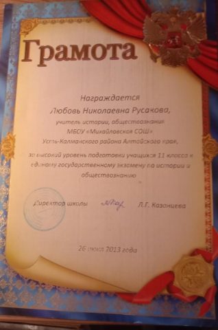 Документ преподавателя Русакова Любовь Николаевна